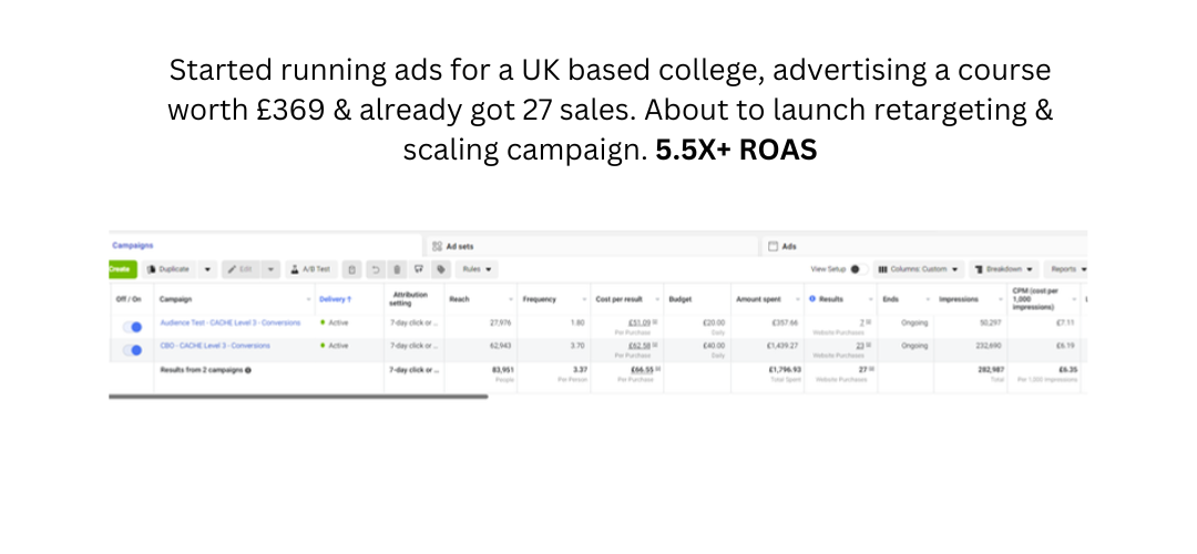 UK college course results